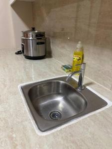a kitchen counter with a sink and a pot at Faith Street Airbnb in Plaridel