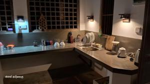 a kitchen with two sinks and a counter top at Antique Villa in Ranna