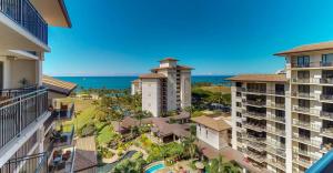 an aerial view of buildings and the ocean at Ko Olina Beach Villas O1006 in Kapolei