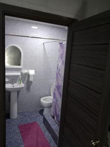 a bathroom with a toilet and a sink at A cozy bedsit! in Tashkent