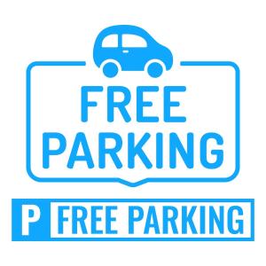 a free parking sign with a car on it at Special Offers, Sleeps 5, Hanwell, London W7, Free Parking in Greenford