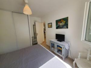 TV a/nebo společenská místnost v ubytování Villa club 2 chambres avec grande terrasse dans résidence de vacances