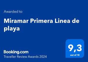 Certyfikat, podpis lub inny dokument wystawiony w obiekcie Miramar Primera Linea de playa