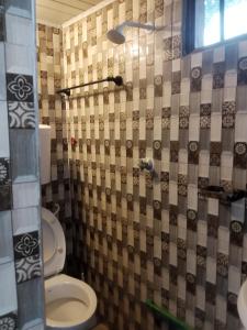 een badkamer met een toilet en een douche bij Al-reidy House in Lamu