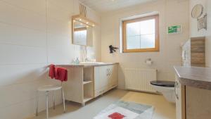 een badkamer met een wastafel en een toilet bij Haus Stern in Neustift im Stubaital