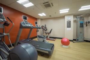 a gym with a treadmill and a exercise bike at Grand Hotel Blackpool in Blackpool