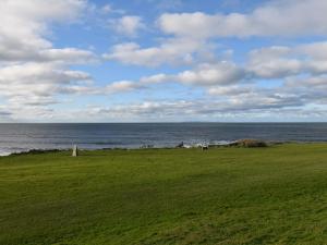 a green field with the ocean in the background at 2 Bed in Woolacombe 76350 in Woolacombe