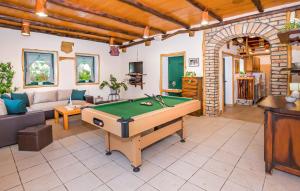 a living room with a pool table in it at Villa Ognjistar in the hinterland of Makarska Riviera in Zmijavci