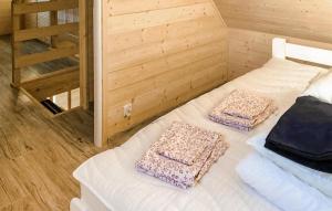 a bedroom with two beds in a wooden room at Stunning Home In Chlopy With Wi-fi in Chłopy