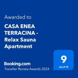 Certifikát, ocenenie alebo iný dokument vystavený v ubytovaní CASA ENEA TERRACINA - Relax Sauna Apartment
