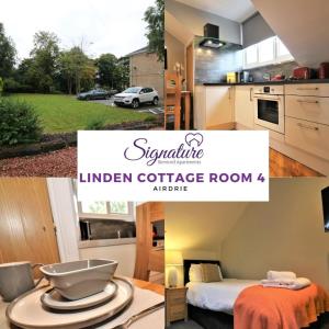 a collage of photos of a kitchen and a kitchen apartment at Signature - Linden Cottage Room 4 in Airdrie