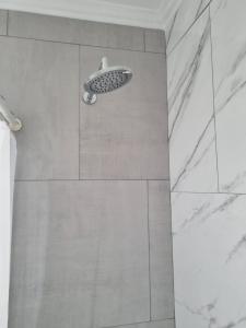 een badkamer met een douche met een douchekop bij Tu descanso en Coronel Suarez in Coronel Suárez