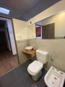 a bathroom with a white toilet and a sink at Villa Narcisa in Purmamarca +37 photos