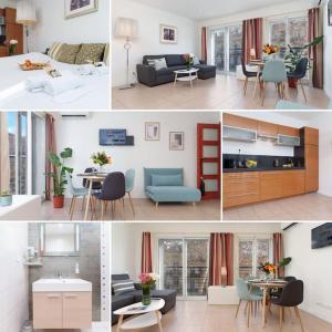 a collage of photos of a living room and a kitchen at Le Carnot By ApiRent #Centre-ville #Climatisation #Wifi in Cannes
