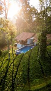 a house with a swimming pool in a yard at Tealawn Pool Villa, Munnar in Munnar