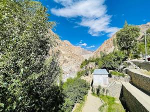 zoz Aryan Valley في Dah: اطلاله على جبل به اشجار ومبنى