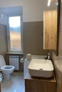 een badkamer met een wastafel en een toilet bij La casa di Eva e Zoe in Albano Laziale