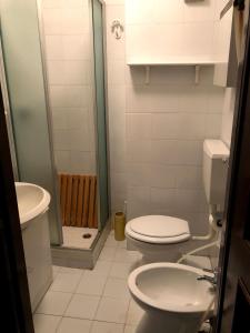 a bathroom with a toilet and a sink and a shower at Sulle piste in Limone Piemonte