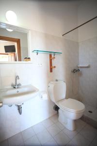 a bathroom with a toilet and a sink at Zoe's Place in Ios Chora