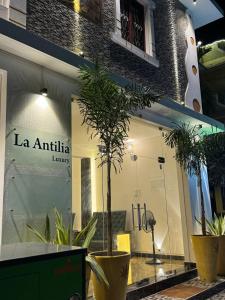 a store front with plants in front of it at La Antilia Luxury in Puducherry