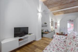 a living room with a couch and a flat screen tv at FAMM Apartments - Charming open space in Trastevere in Rome
