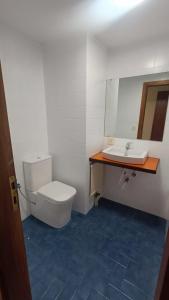 La salle de bains est pourvue de toilettes et d'un lavabo. dans l'établissement Apartamento centro Vitoria, à Vitoria-Gasteiz