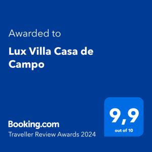 ラ・ロマーナにあるLux Villa Casa de Campoの携帯電話のスクリーンショット(ラクスヴィラ・カサに授与された文字付)