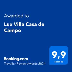 een screenshot van een mobiele telefoon met de tekst toegekend aan lux villa casa bij Lux Villa Casa de Campo in La Romana