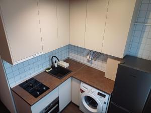 una piccola cucina con lavandino e lavastoviglie di Quiet apartment near park SELF CHECK IN a Šiauliai