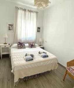 Giường trong phòng chung tại Precioso Ático en el Centro Histórico de Cádiz