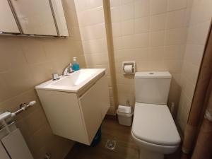 ein kleines Bad mit WC und Waschbecken in der Unterkunft Departamento 9 de Julio in Comodoro Rivadavia