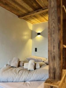 a bedroom with two beds with pillows on them at Le Nid de l'Aiguille - Au pied de l'Aiguille du midi in Chamonix