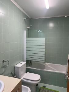 ポンタ・デルガダにあるAzores Paim Apartmentのバスルーム(トイレ、洗面台、バスタブ付)