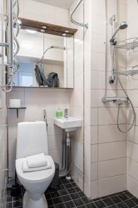 a bathroom with a toilet and a sink at 2ndhomes Tampere "Pirkankatu" Apartment - Historical Apartment in Pyynikki in Tampere