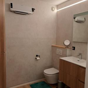 a bathroom with a toilet and a sink at Appartement Residentie Amadeus met garage-lift in Sint-Idesbald +31 photos