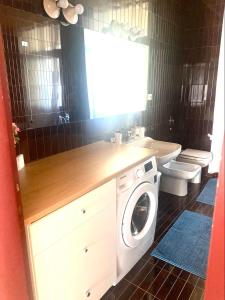 een badkamer met een wasmachine en een toilet bij Appartamento immerso nel verde a soli 10 minuti dal centro di Trento Parte di una villa in Trento