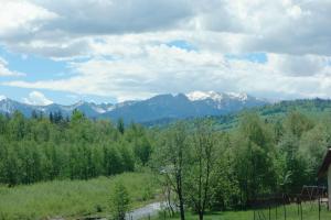 a view of a mountain range with snow capped mountains at Dom Wczasowy Dunajec in Biały Dunajec