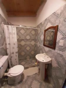 a bathroom with a toilet and a sink at Hospedaje PIEDRA BUENA in Comandante Luis Piedra Buena