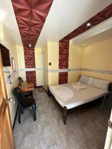 ein kleines Schlafzimmer mit einem Bett und einem Stuhl in der Unterkunft Buena Lynne's Resort in Balatero