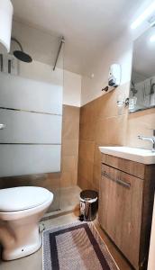 a bathroom with a toilet and a sink at Athens center cozy apartment near acropolis in Athens