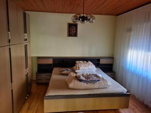 1 dormitorio con 2 camas con almohadas en Skala en Rečica ob Savinji
