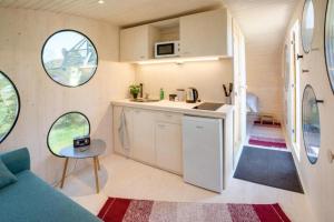 una piccola cucina e soggiorno in una casetta di Vudila Peremajad a Kaiavere