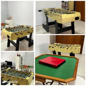 a table with a chessboard on top of a green table at 311 Nana’s Homes BBQ, Games, Netflix 11pax in Ampang