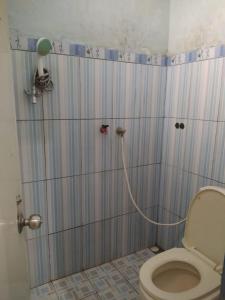 een badkamer met een douche en een toilet bij Homestay Propline in Bogor