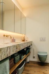 a bathroom with a sink and a toilet at Sweet Valley View - Architectenwoning in Zutendaal +52 photos