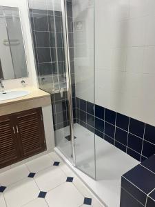 y baño con ducha y lavamanos. en Coral By Albufeira Rental, en Albufeira