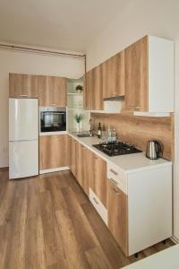 Kuchyň nebo kuchyňský kout v ubytování Stodolní Apartment