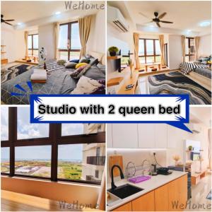 a collage of photos of a studio with queen beds at Bali Residences Homestay Melaka Town in Malacca +172 photos