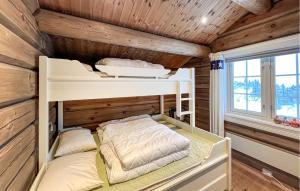 1 Schlafzimmer mit 2 Etagenbetten in einer Hütte in der Unterkunft Awesome Home In Reinli With Kitchen in Reinli