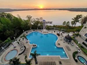 an overhead view of a pool at a resort at #1807 Big Heated Pool, Sunrise, Lake, Disney views in Orlando